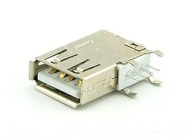 USB-A connector female 90 graden PCB THT (lang)